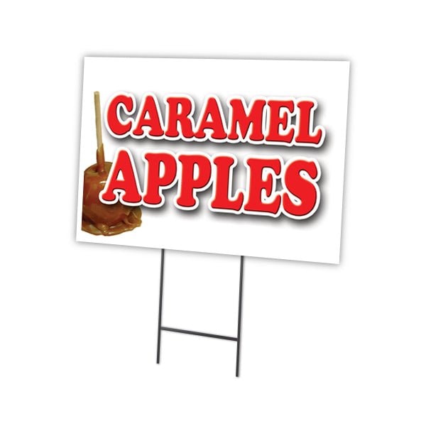 Caramel Apples Yard Sign & Stake outdoor plastic coroplast window, C-1216-DS-Caramel Apples